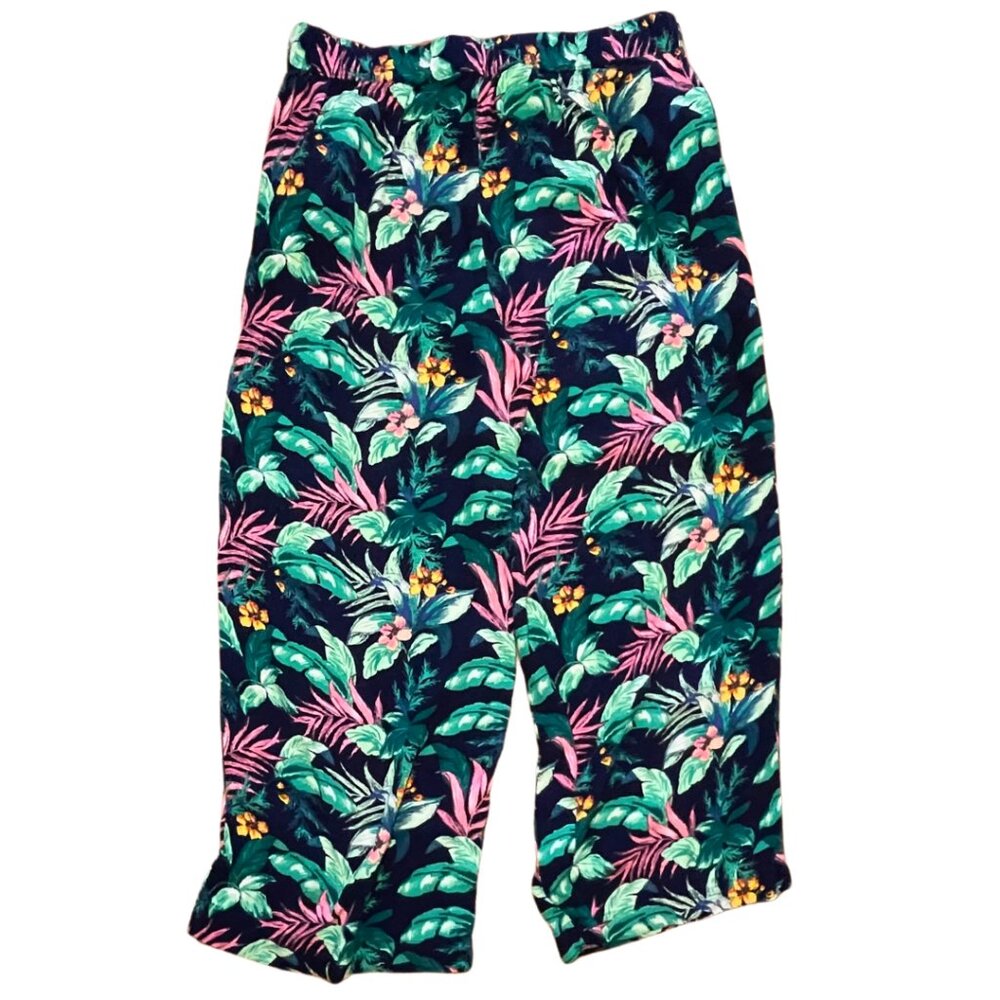 LOFT Pants Women's Size14 Blue Green Botanical Wide Leg Flat Front Pull-On - Picture 2 of 6